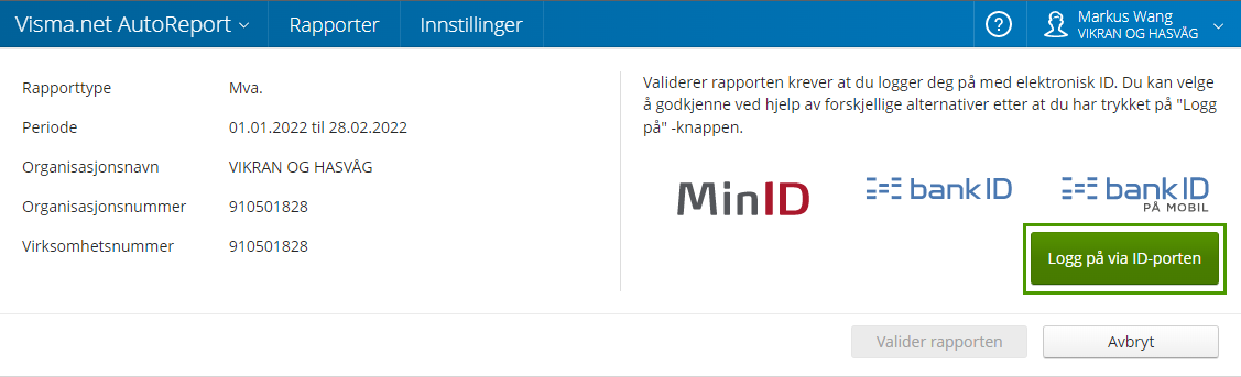 Validering og levering av mva-melding fra 2022