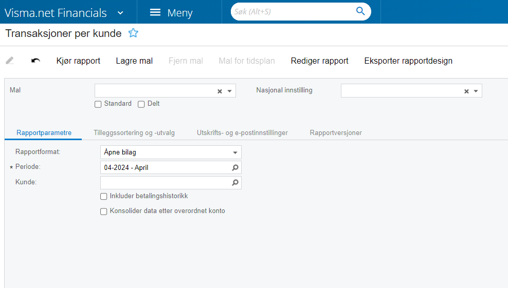 Transaksjoner per kunde