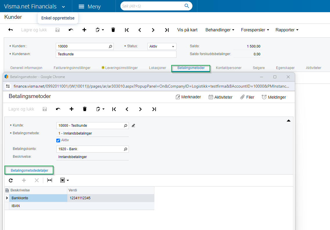 betalingsmetode kunde