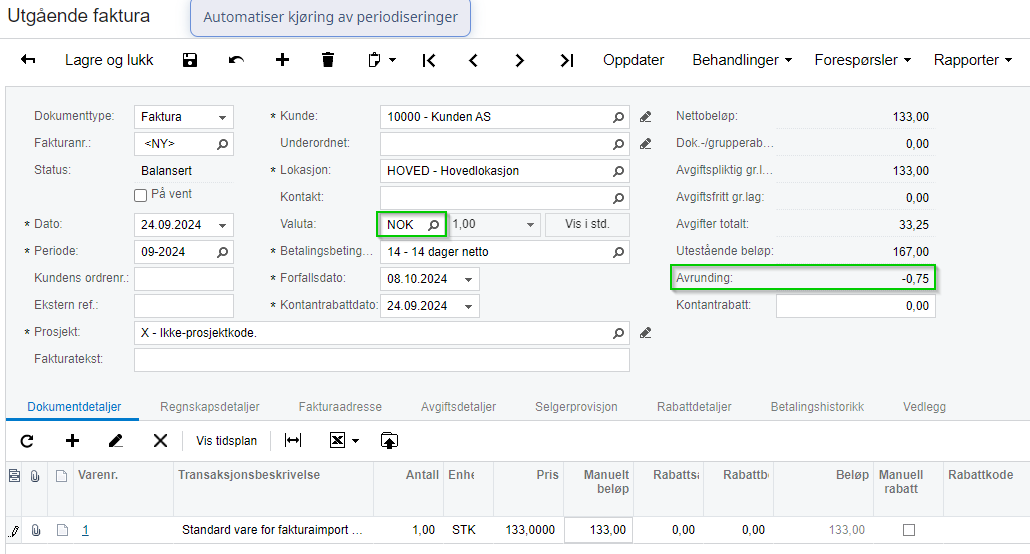 Rounding per currency on invoice