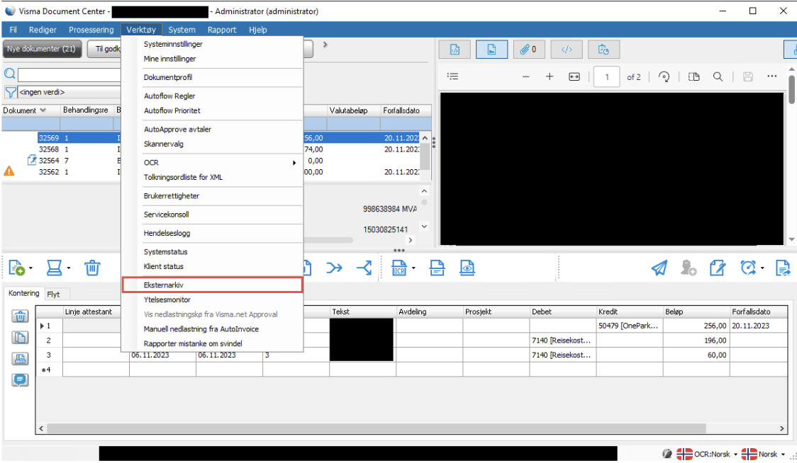 Eksport av data i Visma Business / Visma Global / Visma Document Center