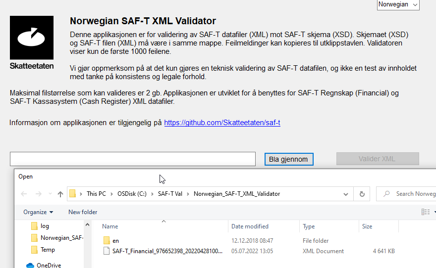 Feilsøking i SAF-T fil
